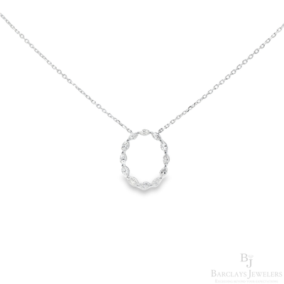 Elegant 18K White Gold Marquise Diamond Hoop Pendant with Necklace