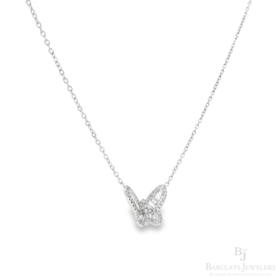 Elegant Butterfly Pendant Necklace in 18K White Gold