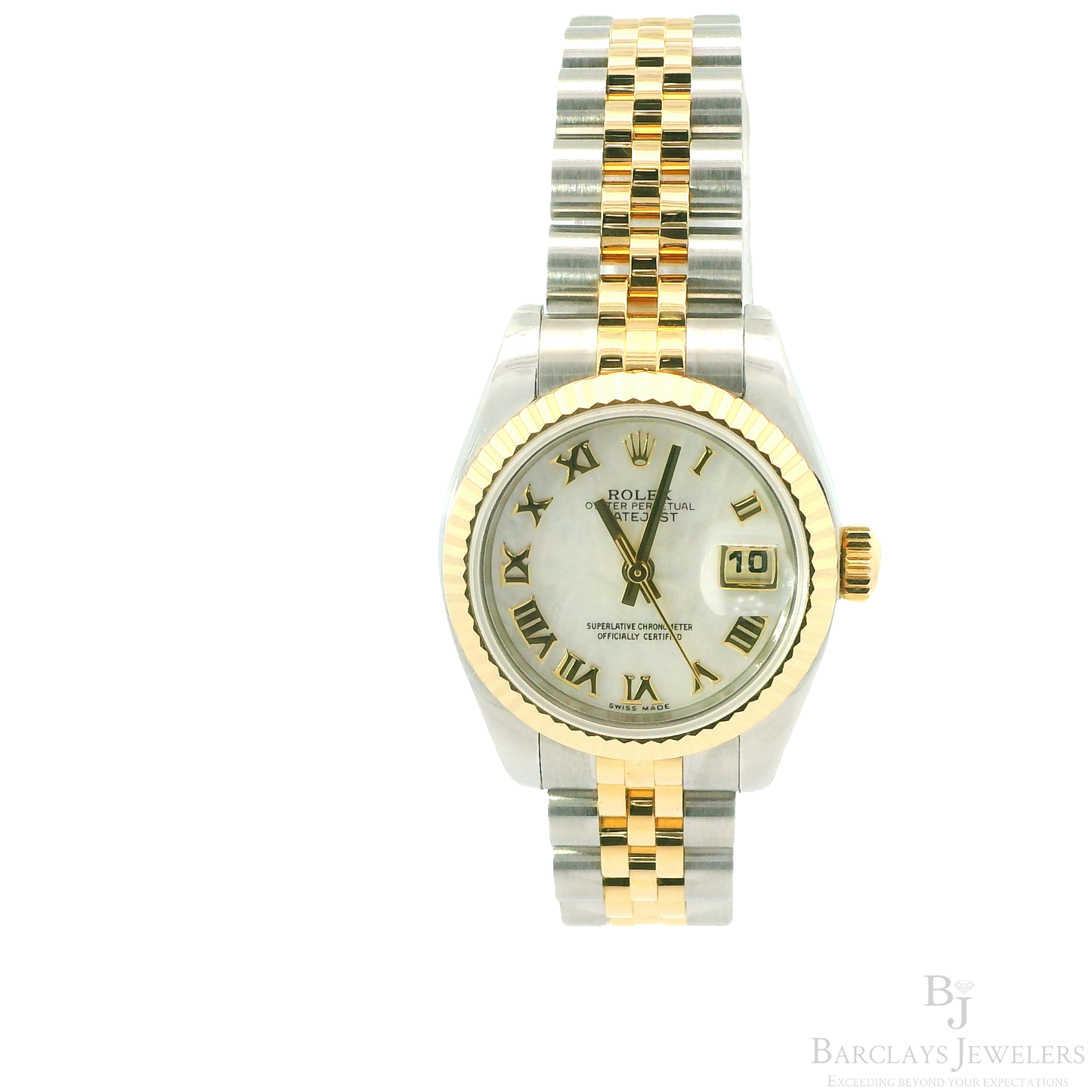 26mm Two-Tone Rolex Datejust with Mother of Pearl Dial with Gold Roman Numerals