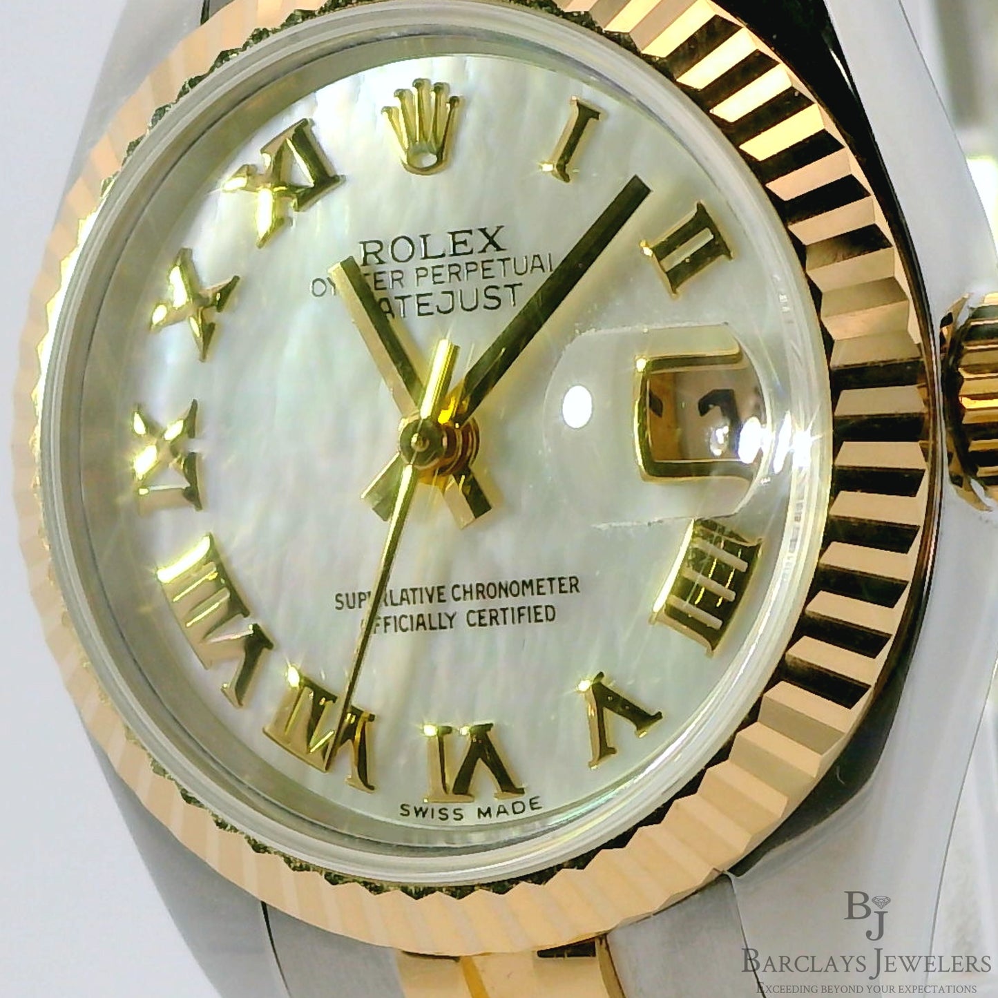 26mm Two-Tone Rolex Datejust with Mother of Pearl Dial with Gold Roman Numerals