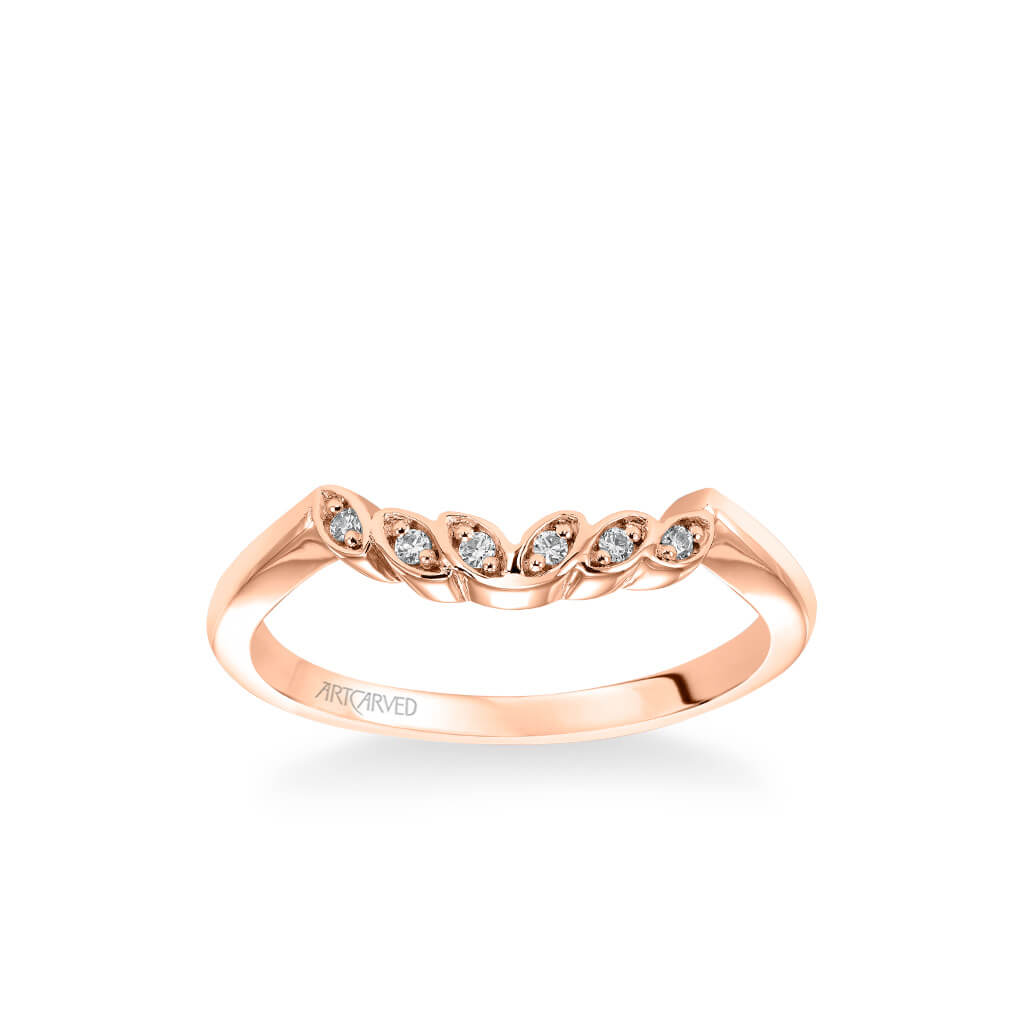 Corinne Contemporary Diamond Petal and Polished Curved Wedding Band