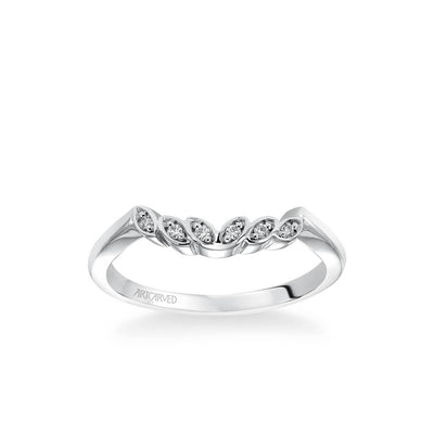 Corinne Contemporary Diamond Petal and Polished Curved Wedding Band