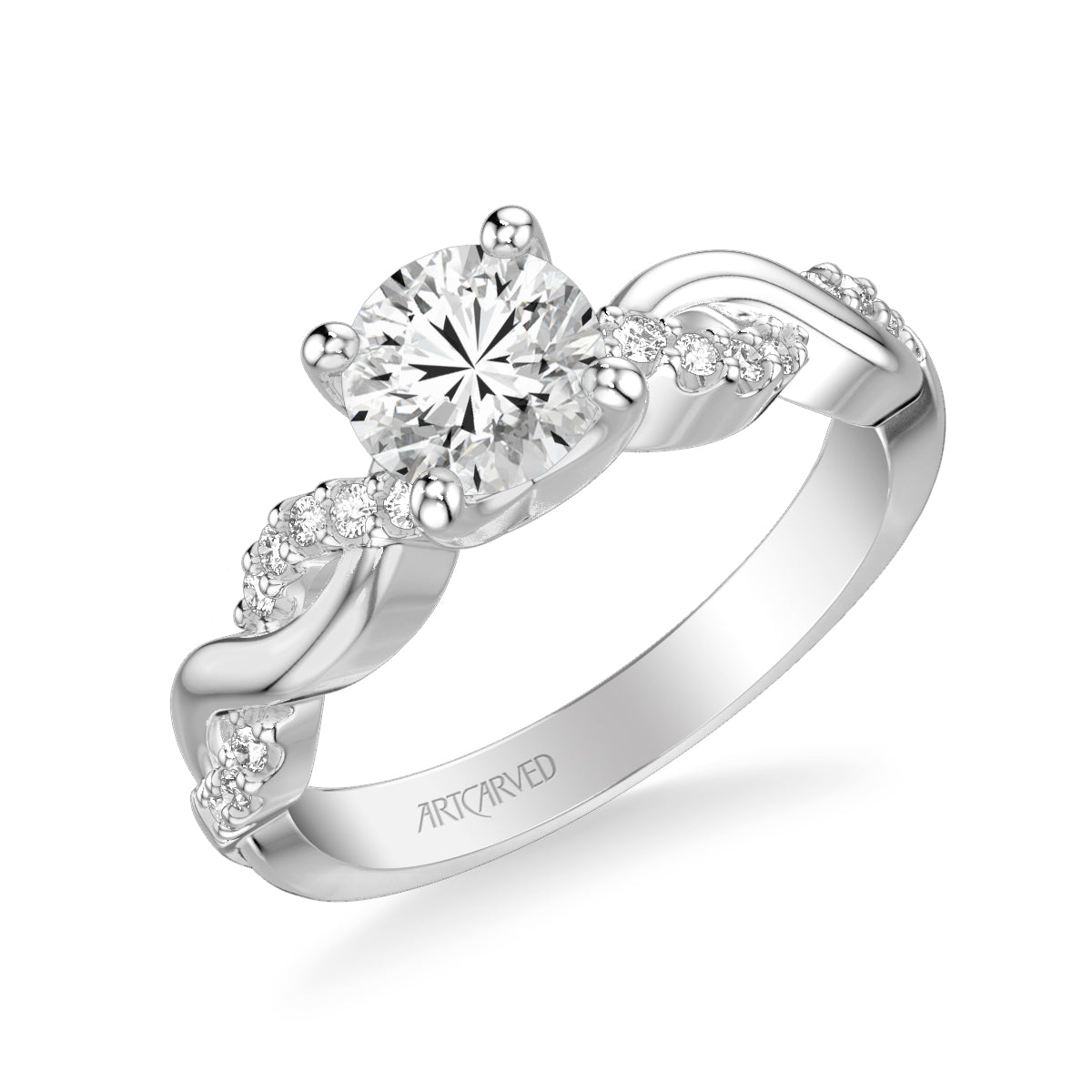 Gabriella Contemporary Side Stone Twist Diamond Engagement Ring