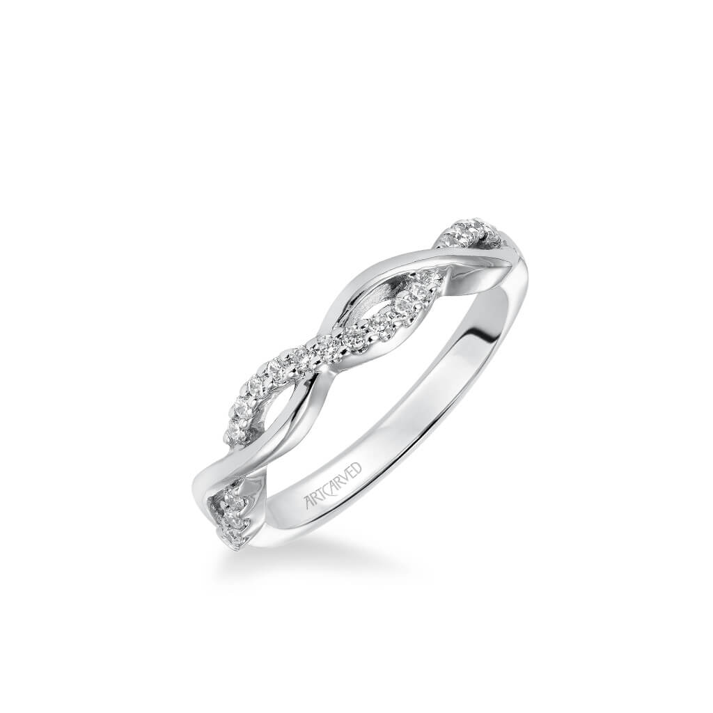 Gabriella Contemporary Half Diamond Half Polished Twist Wedding Band