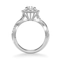 Bella Contemporary Cushion Halo Round Center Twist Diamond Engagement Ring