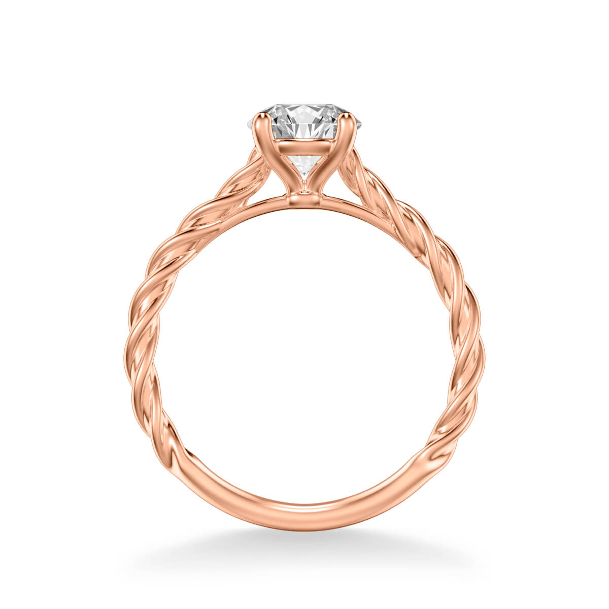 Joanna Contemporary Solitaire Rope Diamond Engagement Ring