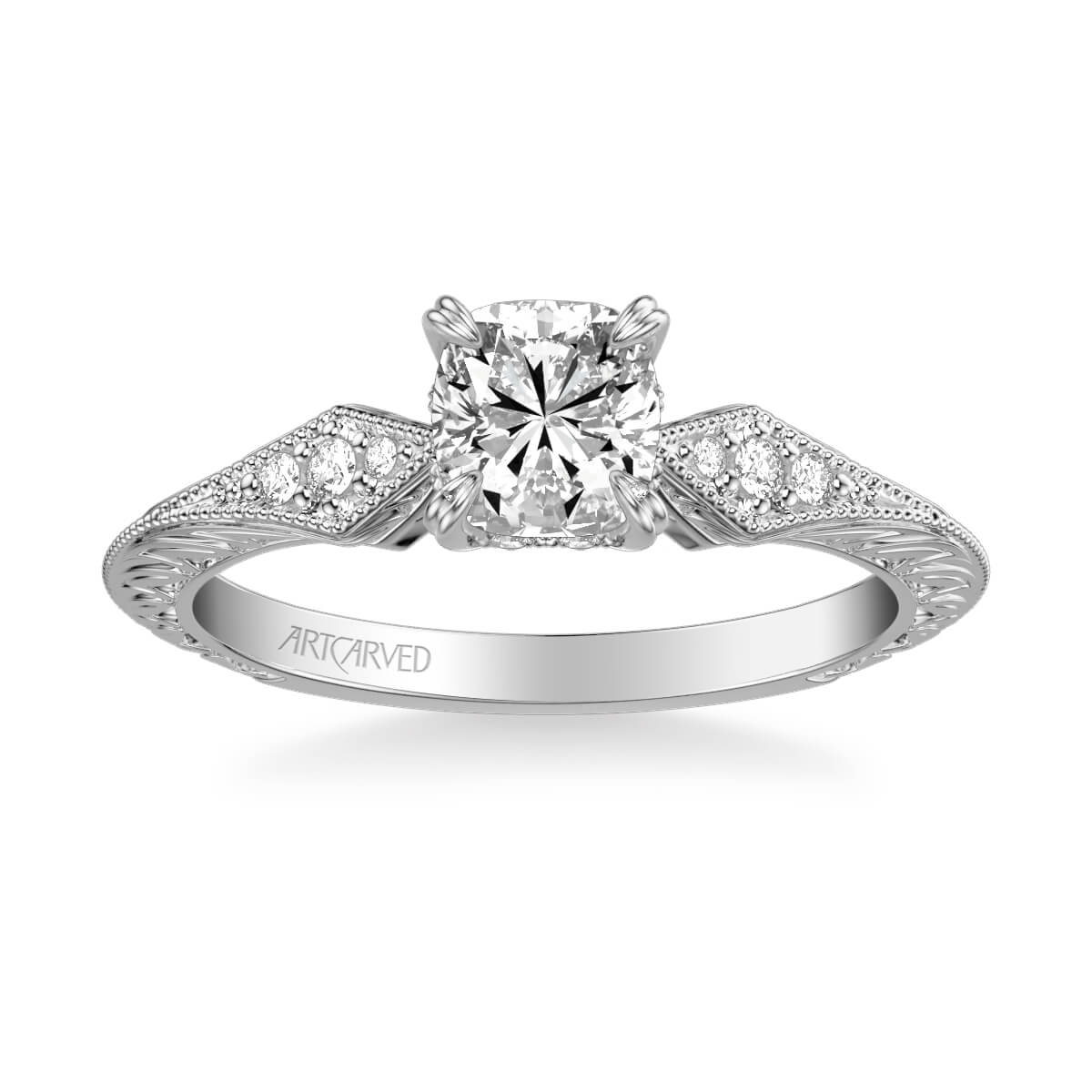 Angel Vintage Side Stone Diamond Engagement Ring