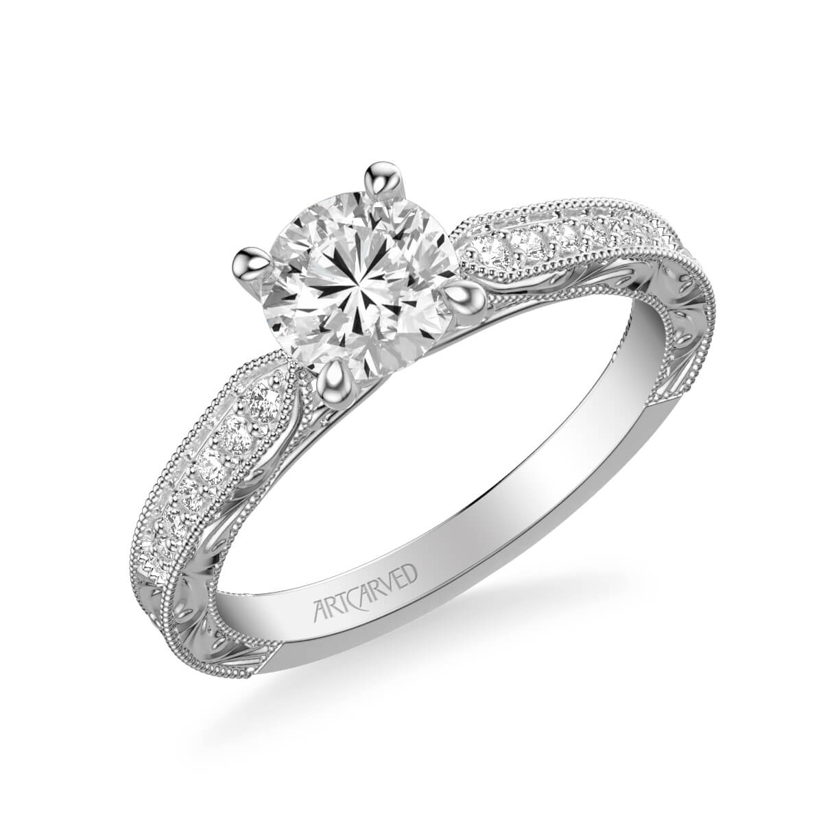 Julie Vintage Side Stone Diamond Engagement Ring