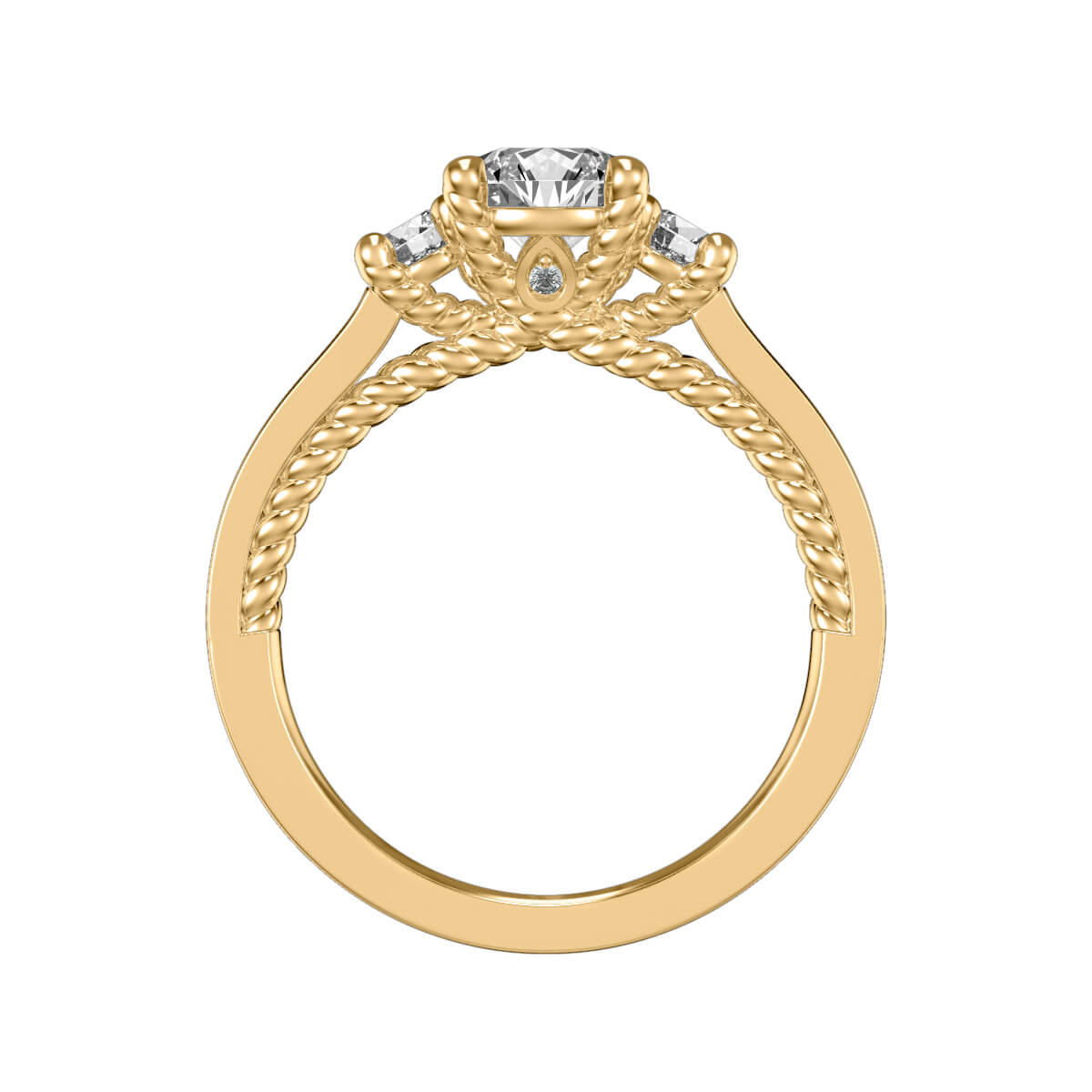 Marlow Contemporary Three Stone Rope Diamond Engagement Ring