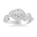 Thalia Contemporary Round Halo Floral Diamond Engagement Ring