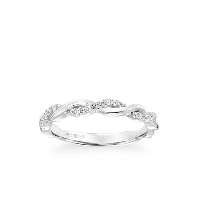 Kinsley Contemporary Half Diamond Half Polished Twist Wedding Band