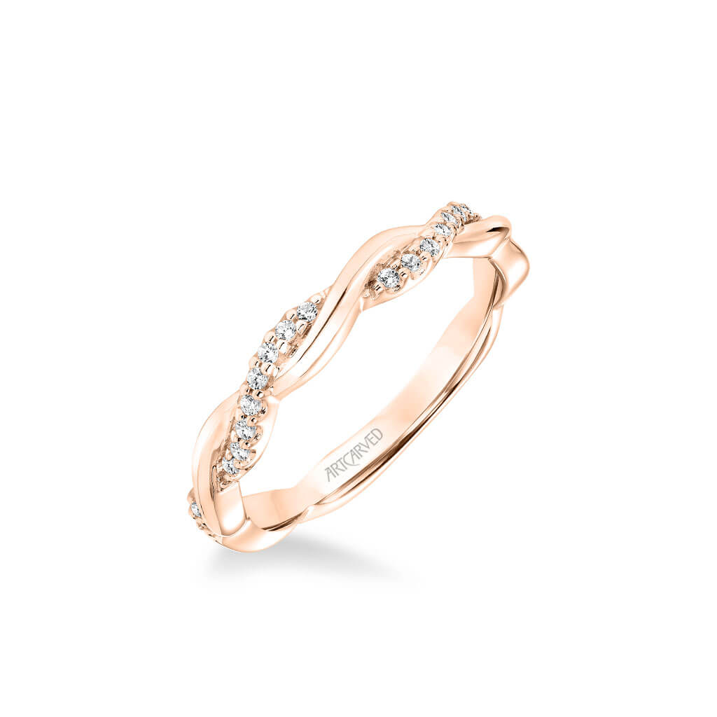 Marnie Contemporary Half Diamond Half Polished Twist Wedding Band