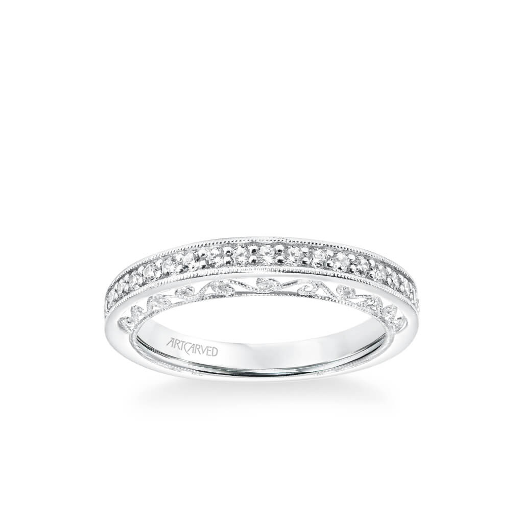 Cossette Vintage Heritage Collection Diamond and Milgrain Filigree Scrollwork Wedding Band