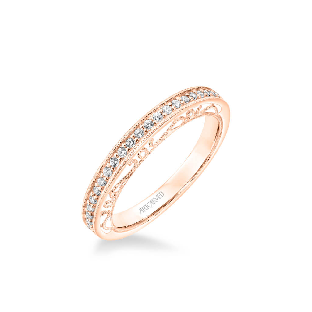 Juliana Vintage Heritage Collection Diamond and Milgrain Filigree Scrollwork Wedding Band