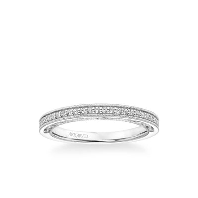 Blanche Vintage Heritage Collection Diamond and Milgrain Filigree Scrollwork Wedding Band