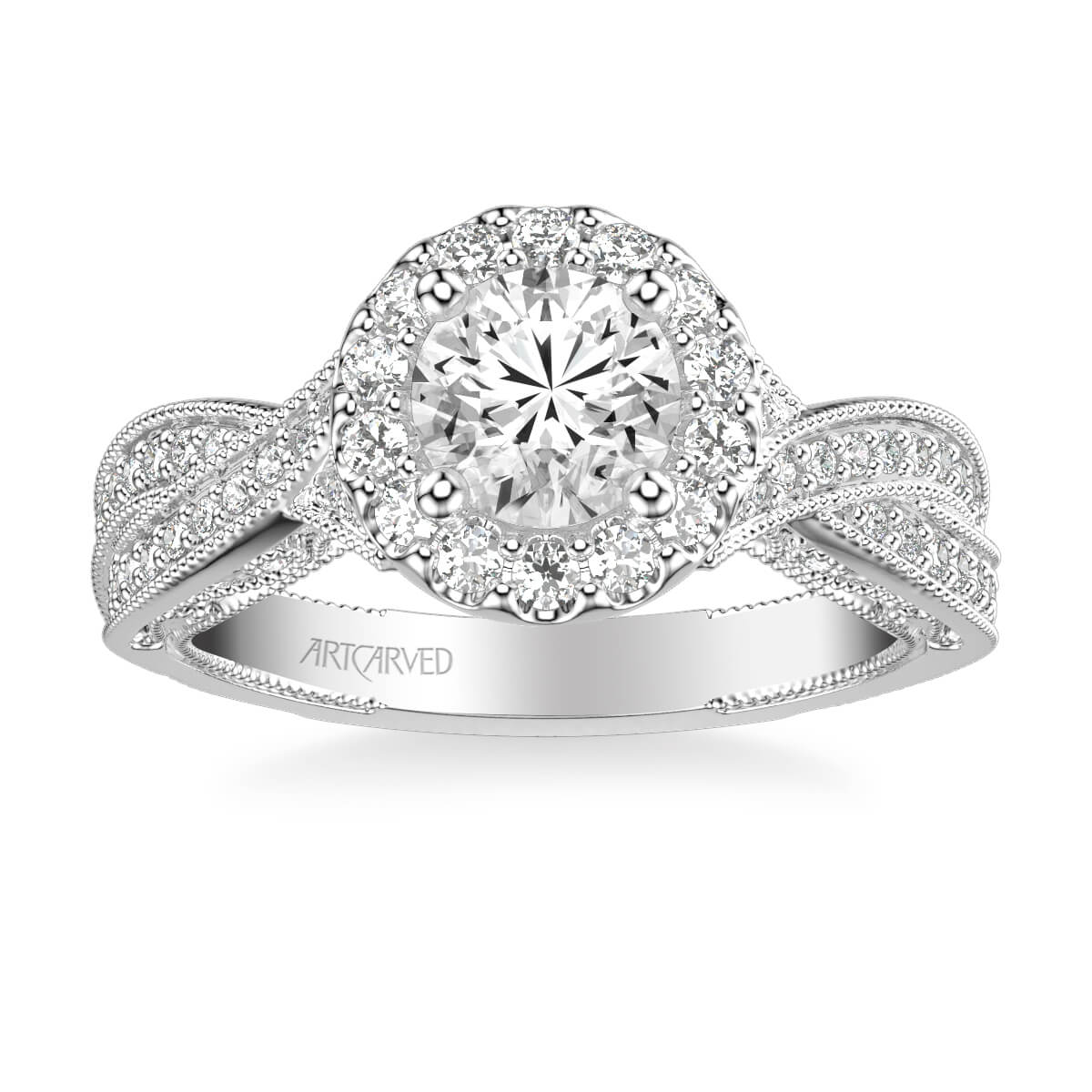 Lucinda Vintage Round Halo Heritage Collection Diamond Engagement Ring