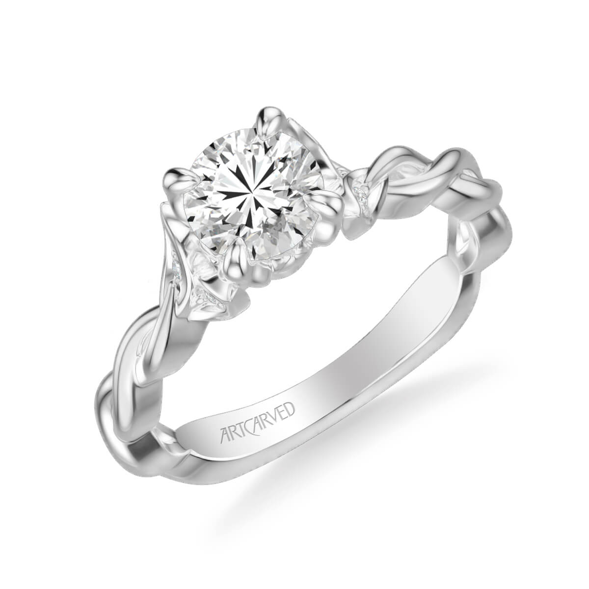 Cherie Contemporary Solitaire Floral Diamond Engagement Ring