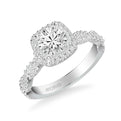 Eileen Contemporary Cushion Halo Round Center Twist Diamond Engagement Ring