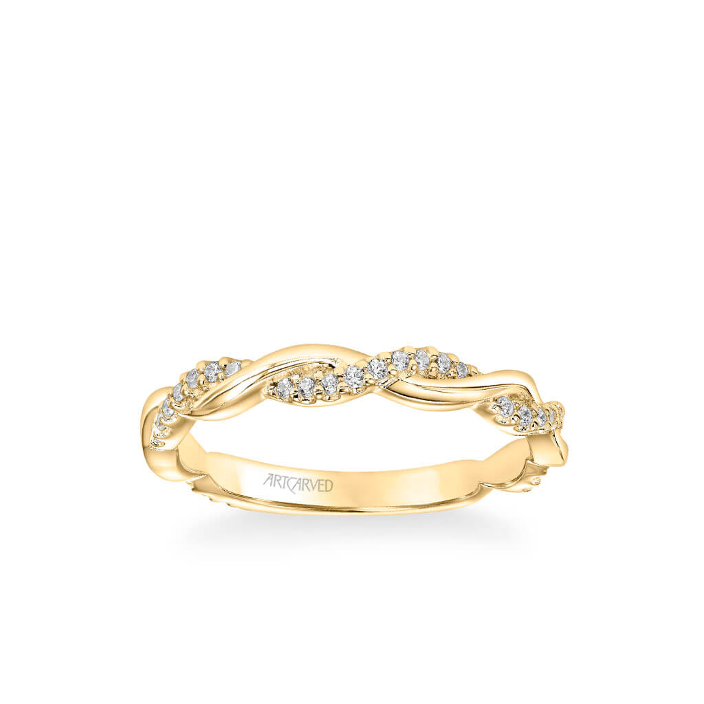 Rina Contemporary Half Diamond Half Polished Twist Band