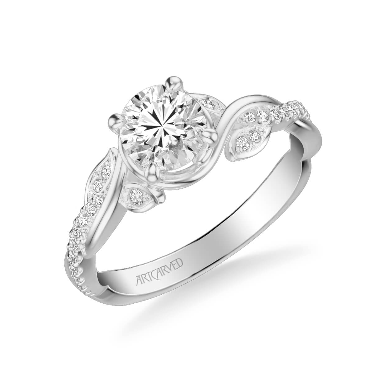 Petaluma Contemporary Side Stone Floral Diamond Engagement Ring