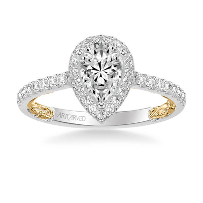 Delaney Lyric Collectin Classic Pear Halo Diamond Engagement Ring