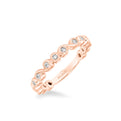 Stackable Band with Bezel Set Diamonds, Scroll Design and Milgrain Accents