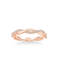 Stackable Band with Half Diamond Half Polished Open Twist