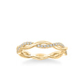 Stackable Band with Half Diamond Half Polished Open Twist