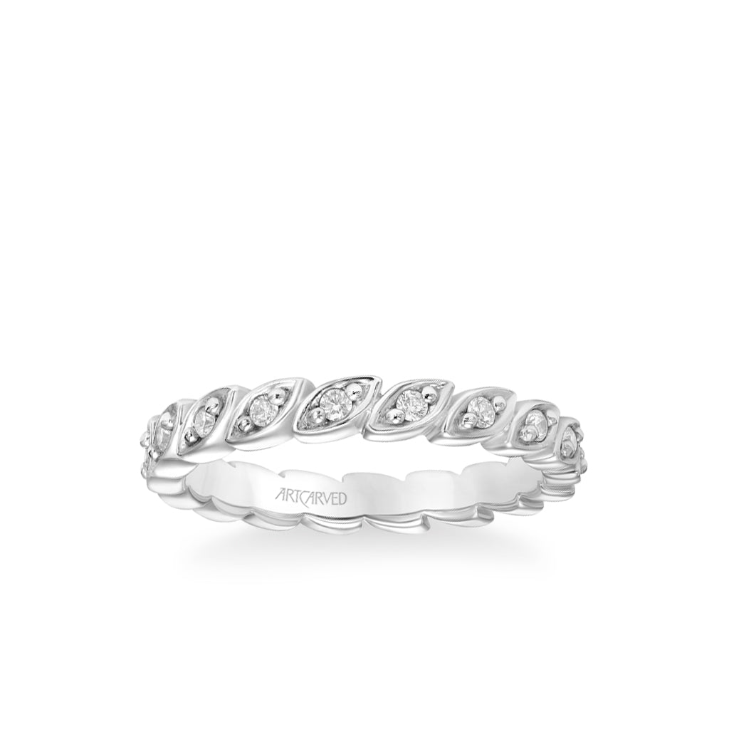 Stackable Eternity Band with Diamond Petal Design