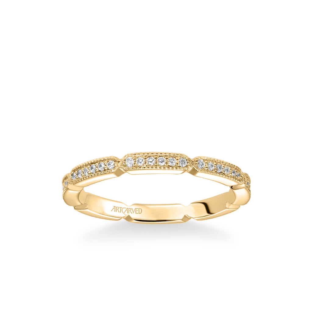 Stackable Eternity Band with Diamond and Milgrain Design