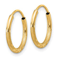 14k 1.5mm Satin Diamond-cut Endless Hoop Earrings