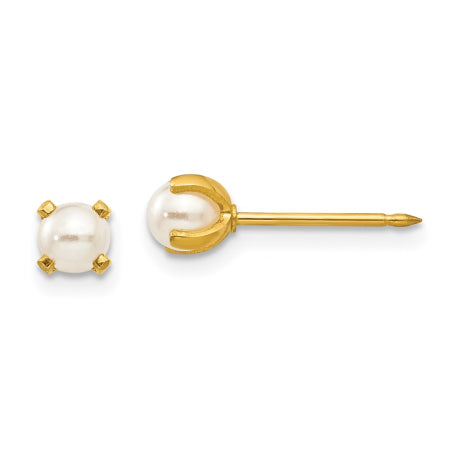 Inverness 24k Plated 4mm Simulated Pearl Earrings