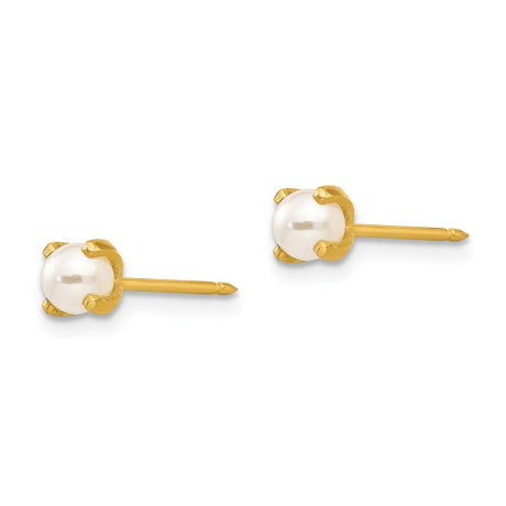 Inverness 24k Plated 4mm Simulated Pearl Earrings