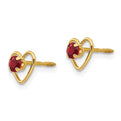 14k Madi K 3mm Garnet Birthstone Heart Earrings