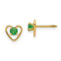 14k Madi K 3mm Emerald Birthstone Heart Earrings