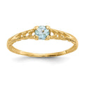 14k Madi K 3mm Aquamarine Birthstone Baby Ring