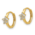 14k Madi K CZ Children's Flower Hinged Hoop Earrings