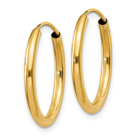 14k Polished Round Endless 2mm Hoop Earrings