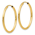 14k Polished Round Endless 2mm Hoop Earrings