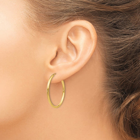 14k Polished Round Endless 2mm Hoop Earrings