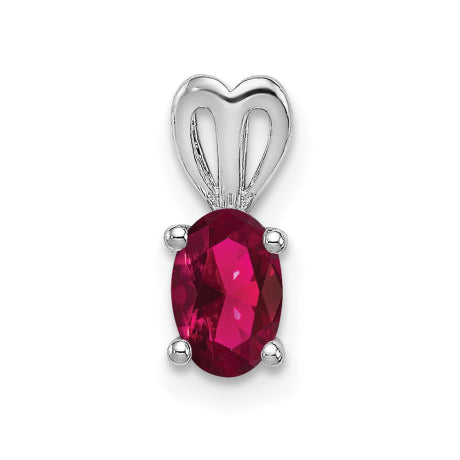 Sterling Silver Rhodium-plated Created Ruby Pendant