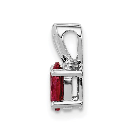 Sterling Silver Rhodium-plated Created Ruby Pendant