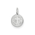 Sterling Silver Rhodium-plated Baptism Disc Charm