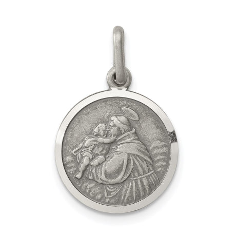 Sterling Silver Antiqued Saint Anthony Medal