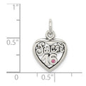 Sterling Silver Antiqued Sweet 16 Heart Charm