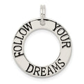 Sterling Silver Polished Enameled Follow Your Dreams Circle Charm