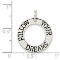 Sterling Silver Polished Enameled Follow Your Dreams Circle Charm