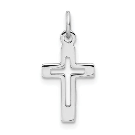 Sterling Silver Rhodium-plated Cross Pendant