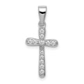 Sterling Silver Rhodium Plated CZ Cross Pendant