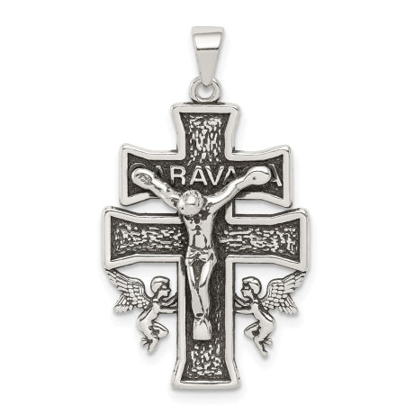 Sterling Silver Antiqued Mini Caravaca Crucifix Pendant